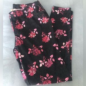 Faded Glory Black and Pink Floral Jeans